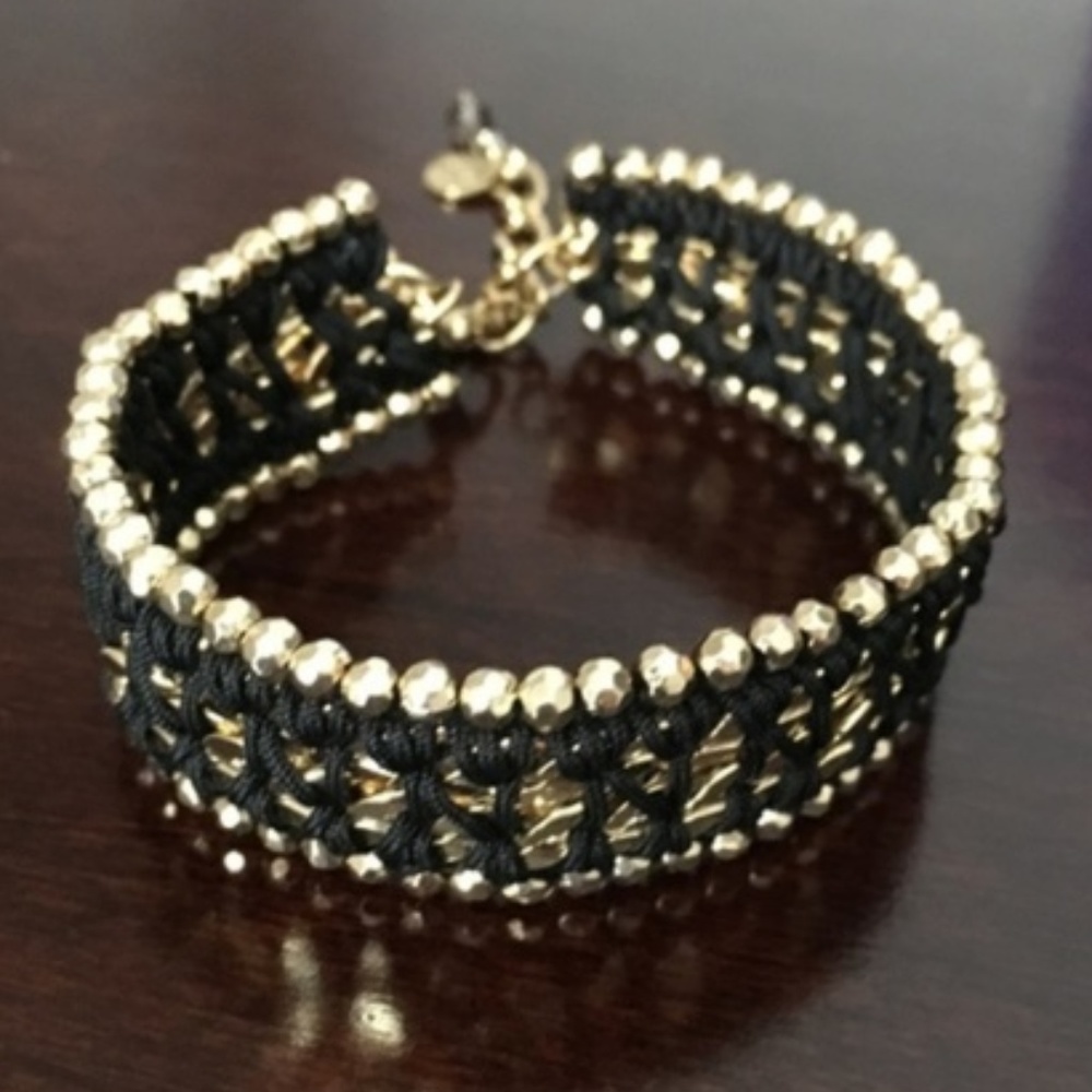 Stella & Dot | *RARE*Dainty Shimmering Gold Bracelet Retired Black/Gold … - Picture 5 of 7